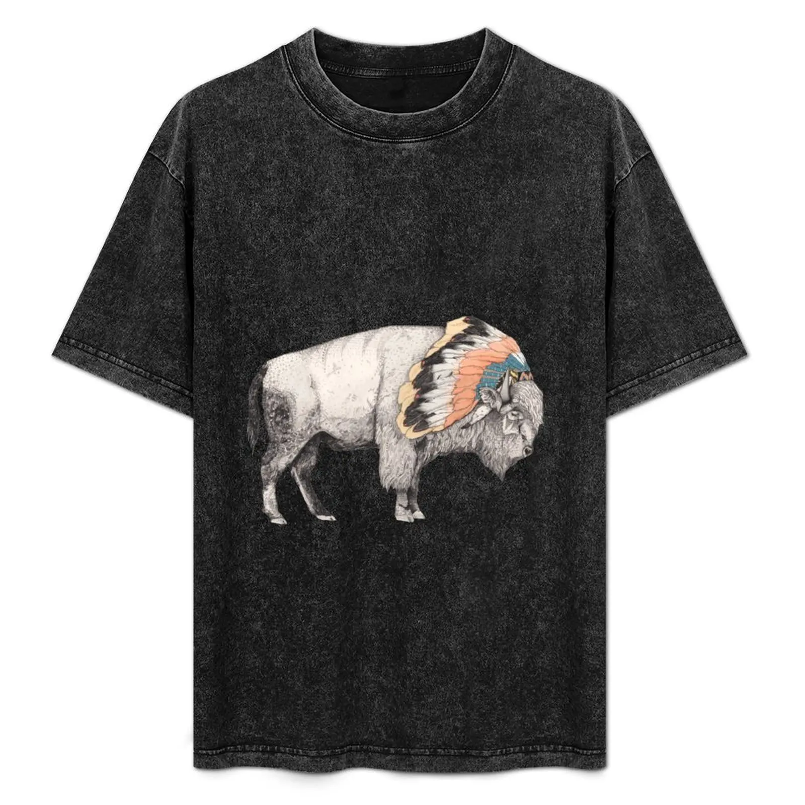 

White Bison T-Shirt summer tops vintage graphic tee mens t shirts top quality