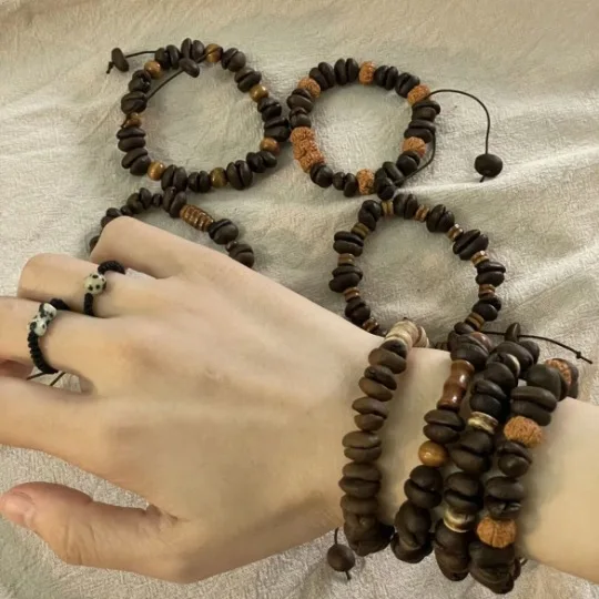 Handmade Woven Rope Bracelet with Jingdezhen Ceramic Beads Unisex Couple Friendship Gift Bracelets