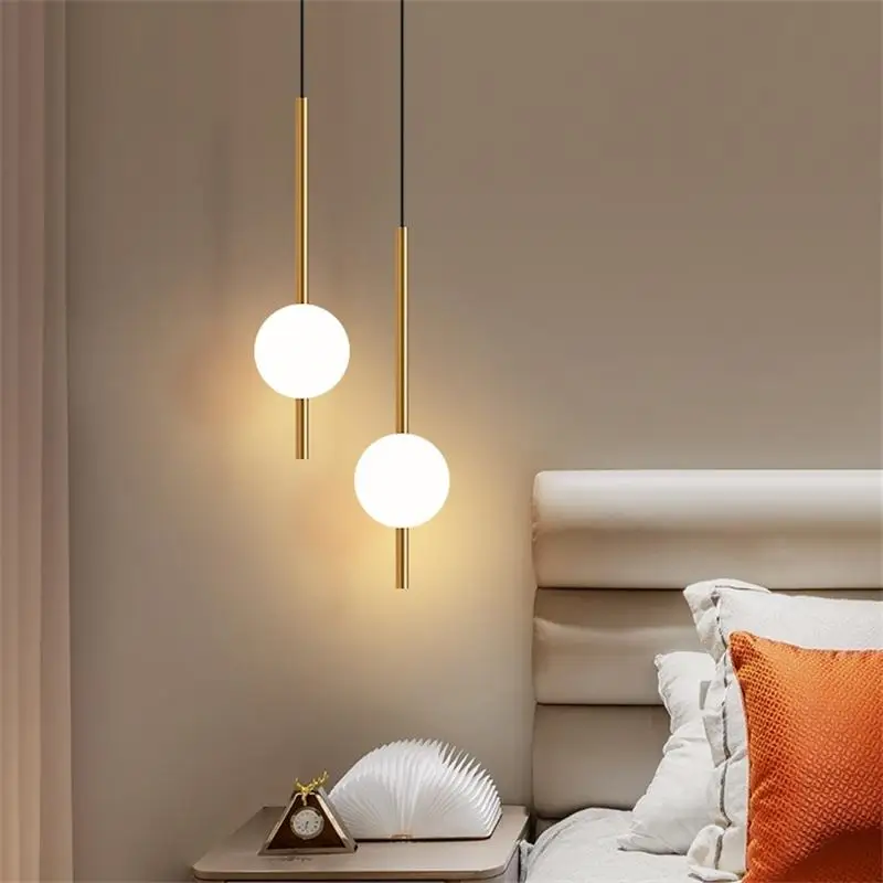 

Bedside Modern Minimalist Pendant Lights Bedroom TV Background Kitchen Island Restaurant Pendant Lamp Counter Long Line Lighting