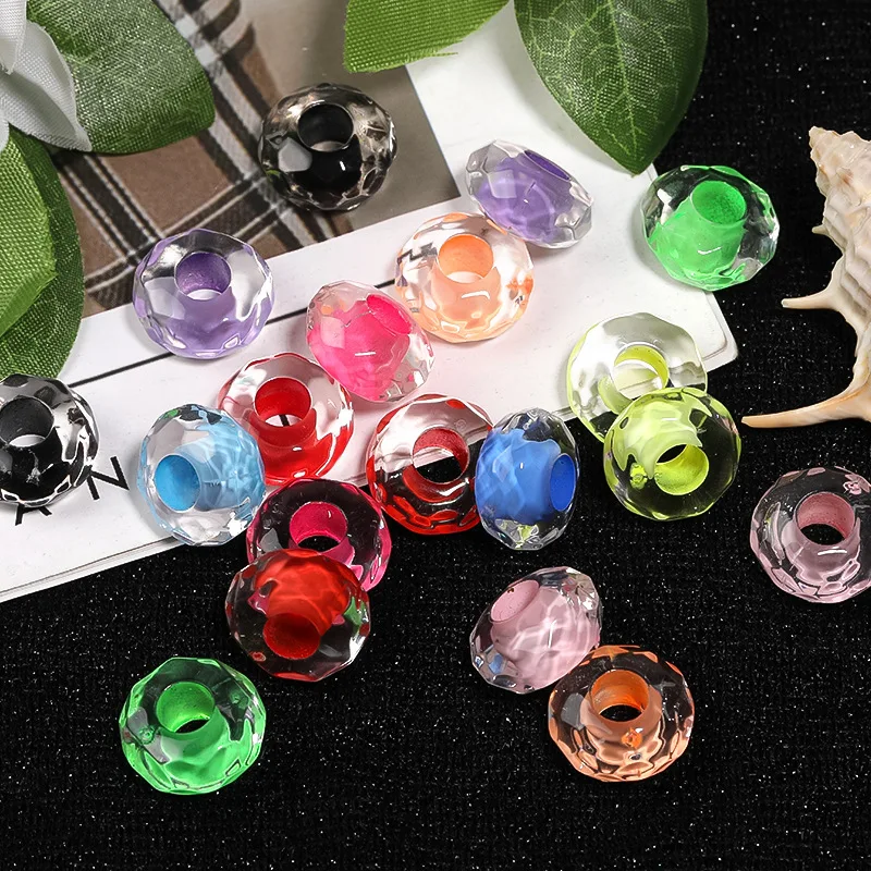 

100PCS 8x15mm Acrylic Large Hole Wheel Bead Transparent Dye Core Bead DIY Phone Chain Bead Pen Jewelry Accessories Wholesale