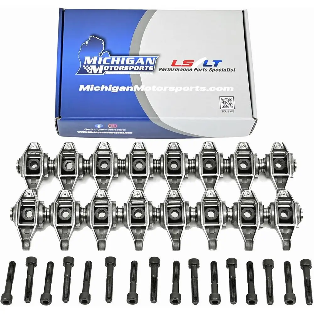 

LS1 Style Rocker Arms with Enhanced Trunnions for Pre-Assembled or GM LS Engines - Suitable for 4.8L, 5.3L, 5.7L, 6.0L, LS2, LS6