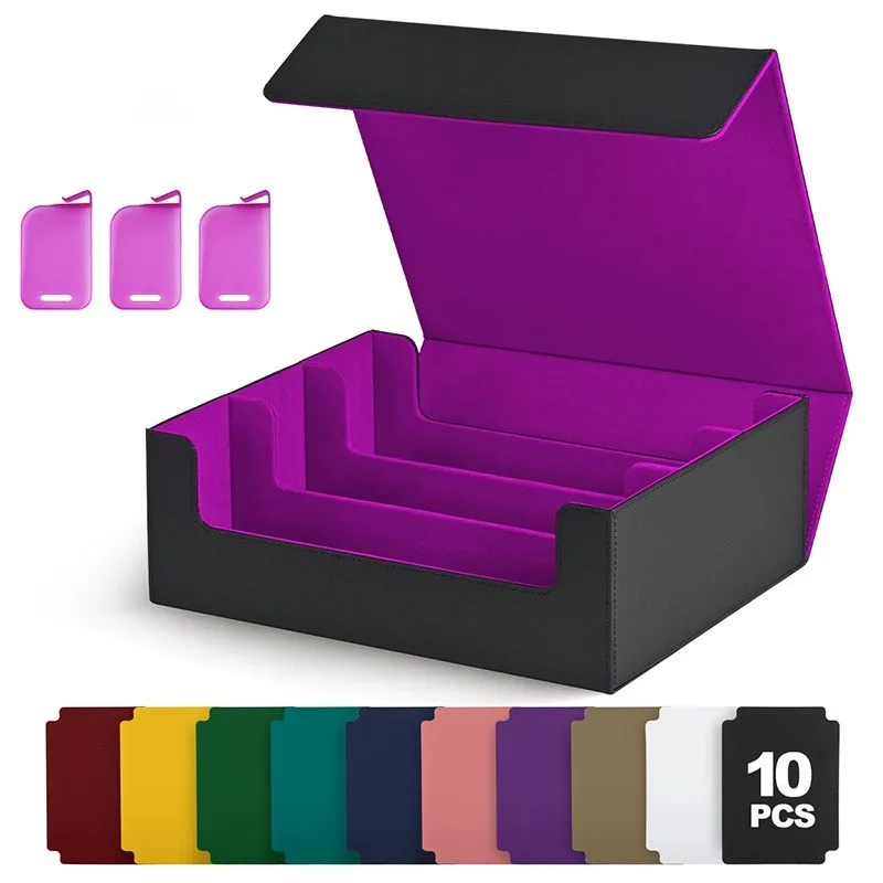 three-row-large-capacity-mtg-wanzhi-card-box-ptcg-card-box-game-king-magnetic-closure-pu-leather-card-case-for-mtg-ptcg-ygo-s