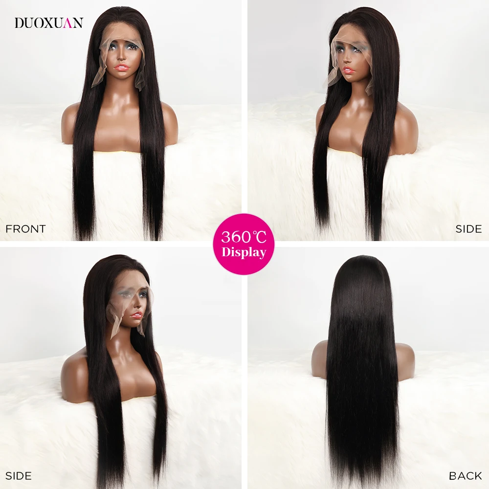 Silky Straight Human Hair Wigs 100% Human Hair Wigs Women Transparent Lace Wig Brazilian Straight Natural Color Wigs 200 Density