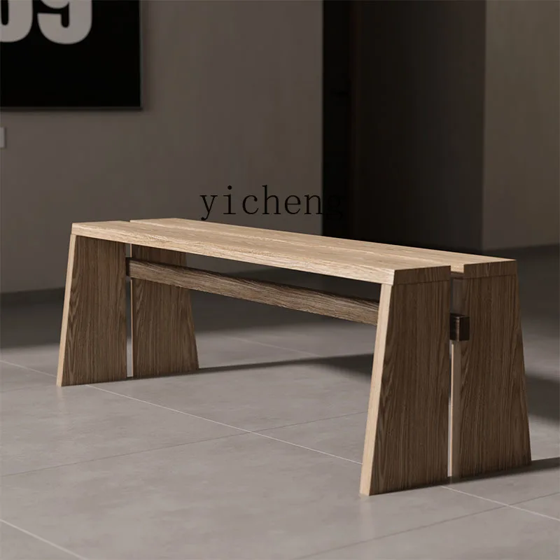 D17 Furniture Nordic Solid Wood Bench Modern Special-shaped Door Creative Log Bench