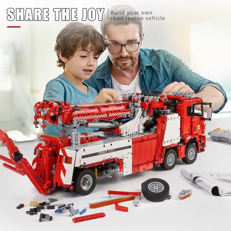 MOLD KING 17027 Camion Tecnico Giocattoli FAI DA TE APP e RC Motorizzato Fuoco Rescue Modello di Veicolo Building Blocks Mattoni Per Bambini Regali Di Natale