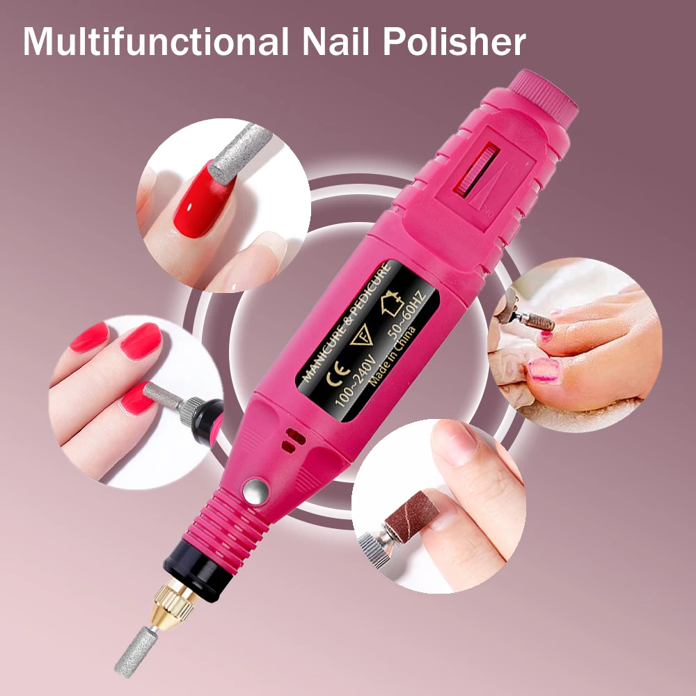 YIKOOLIN เจาะเล็บอะคริลิคชุด 20000 RPM ตะไบเล็บไฟฟ้าแบบพกพาเจล Remover เจาะ Bits ชุดเครื่องมือดูแลเล็บ