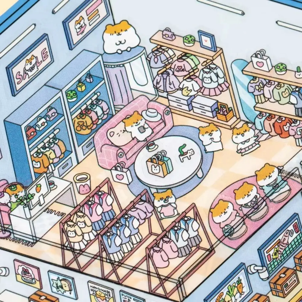 حجم كبير 3D المشهد ملصق ورقة الغابات قرية ركن بارك DIY المشهد ملصق القهوة مخبز مقاوم للماء #5