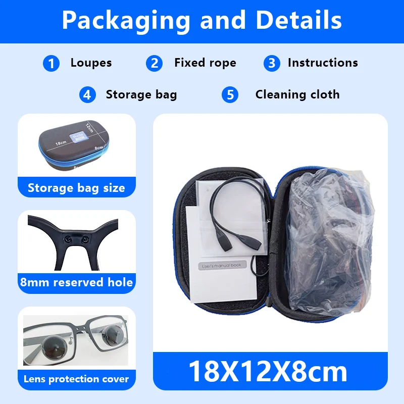 بوريت معدن غاليليو TTL Loupes 2.5X/3.0X/3.5X (من خلال العدسات) مخصصة للأسنان الجراحية لوبا عدسة معدنية إطار من التيتانيوم