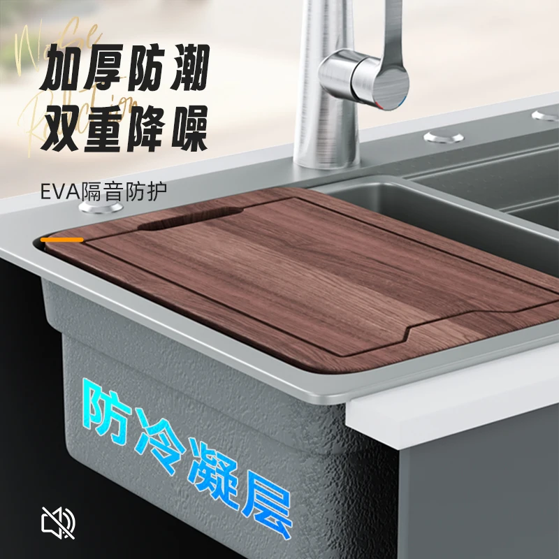 Kitchen 304 stainless steel sink large single sink household multi-functional thickened manual vegetable basin under the