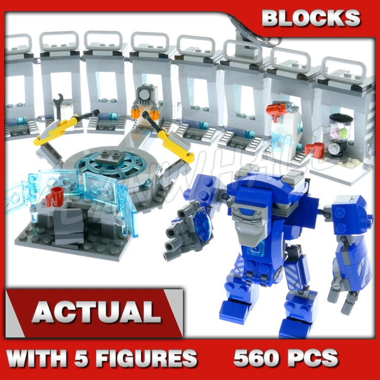 

560pcs Super Fighters Revengers Iron Suit Hall of Armour Modular Lab MK Outrider 11260 Building Blocks toy Compatible With Model