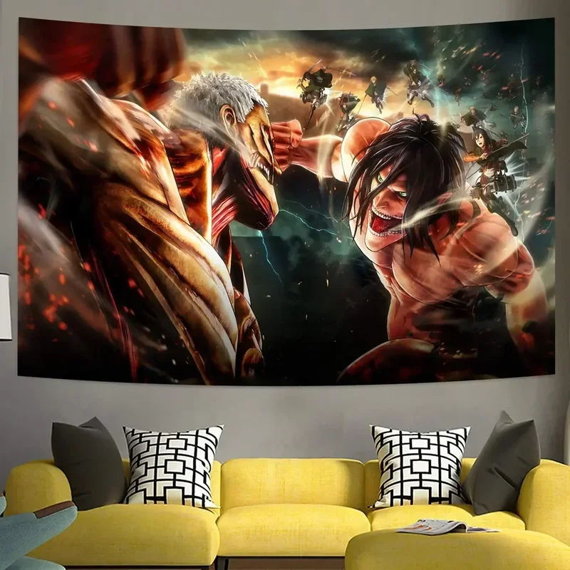 Attack on Titan Tapestry Wall Hanging Anime Tapestry Banner Backdrop Poster Wall Decoration Decoration Mural Kawaii Room Deco #