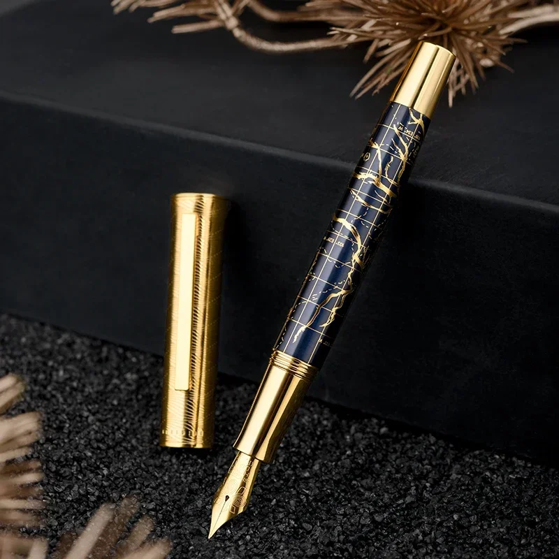 New Hongdian The Yellow River 1868 Fountain Pen Student Art Retro Men's High end Writing Pen Office Writing Gift Ink Pattern Pen