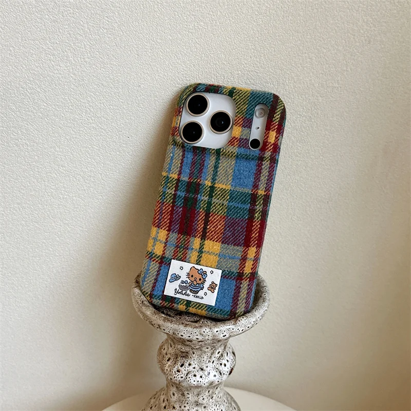 جديد الخريف الشتاء زغب الدافئة منقوشة نمط النسيج قضية الهاتف آيفون 16 برو 14 15 برو ماكس حالات غطاء ل أبل 15 14pro ماكس #2