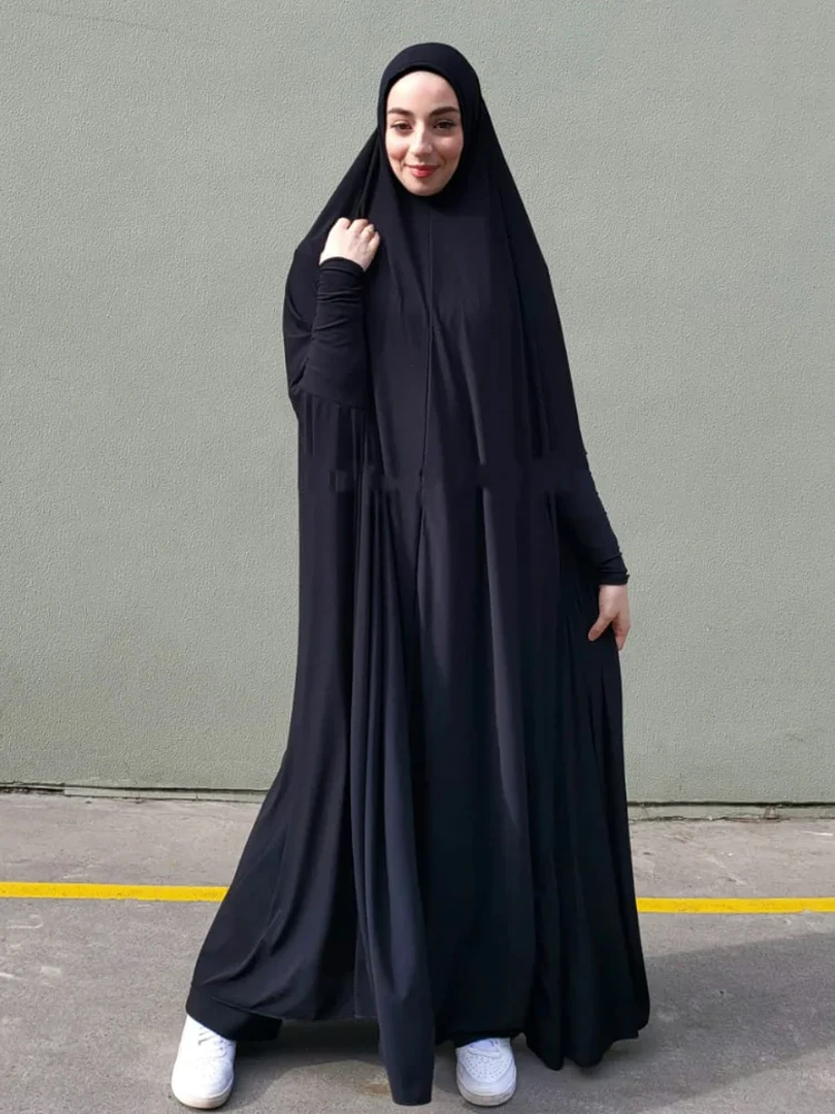 Imagem -02 - Jilbabs-islam Vestido de Oração para Mulheres Roupas Muçulmanas Abaya Overhead Hijabi Khimars Long Khimars Dubai Turk Stretchy Abaya