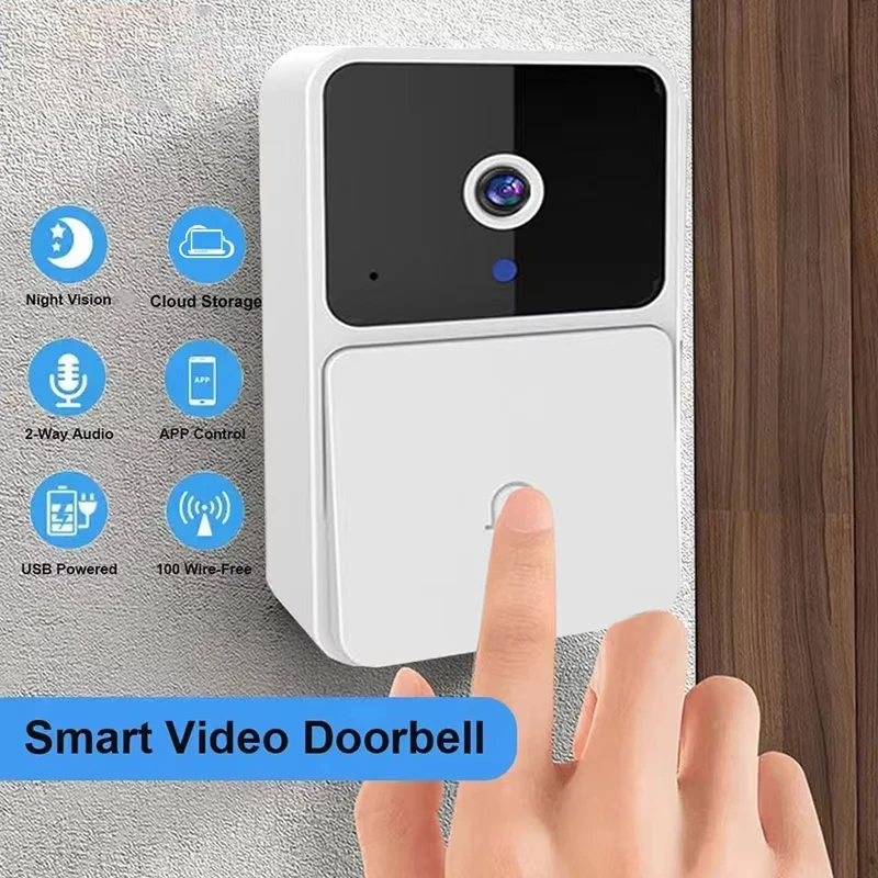 Kamera bel pintu Video WIFI, nirkabel dengan penglihatan malam, keamanan rumah pintar, bel pintu HD, perubahan suara interkom dua arah untuk kamera rumah