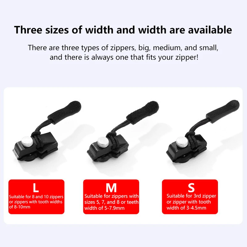 6Pcs Universal Instant Zipper Repair Replacement Kit Durable Fix Zipper Sliding Teeth Rescue Screw Zipper Head