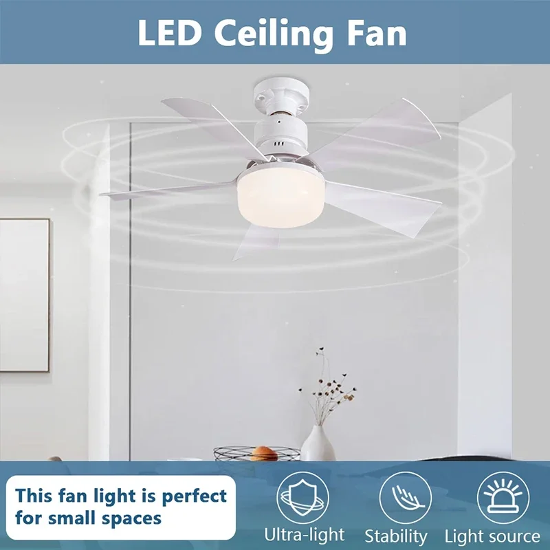 30W/40W E27 Ceiling Fan Light with Remote Dimming LED Lights Suitable Fan Intelligent Silent Ceiling Fan for Living Room Bedroom