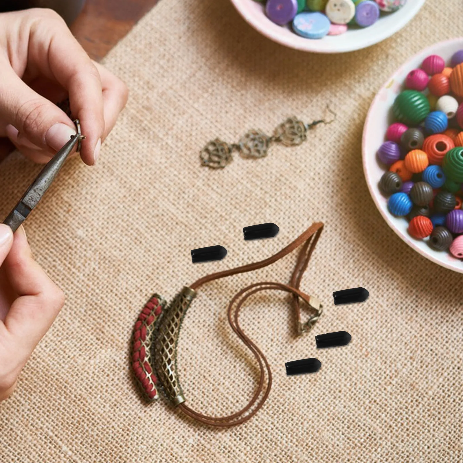 

100pcs Headband Rubber End Rubber End Caps For Diy Hair Hoops Parts Replacement Hair Band Caps Headwear Supplies