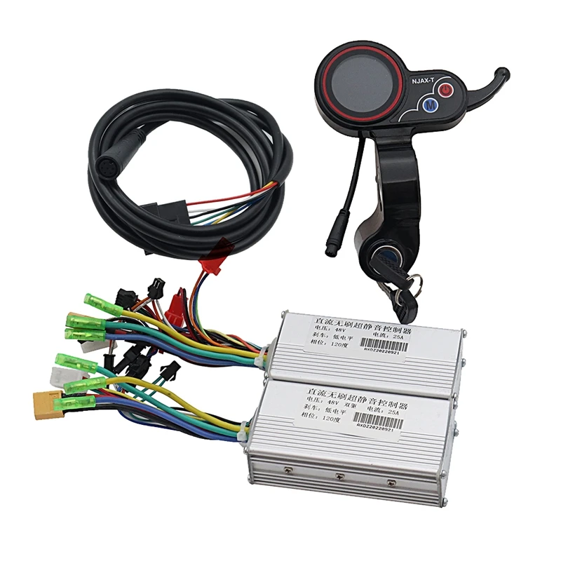 

48V 25A Dual Drive Brushless Controller+LCD Display Throttle With Key Accelerator For Electric Scooters And Bicycles