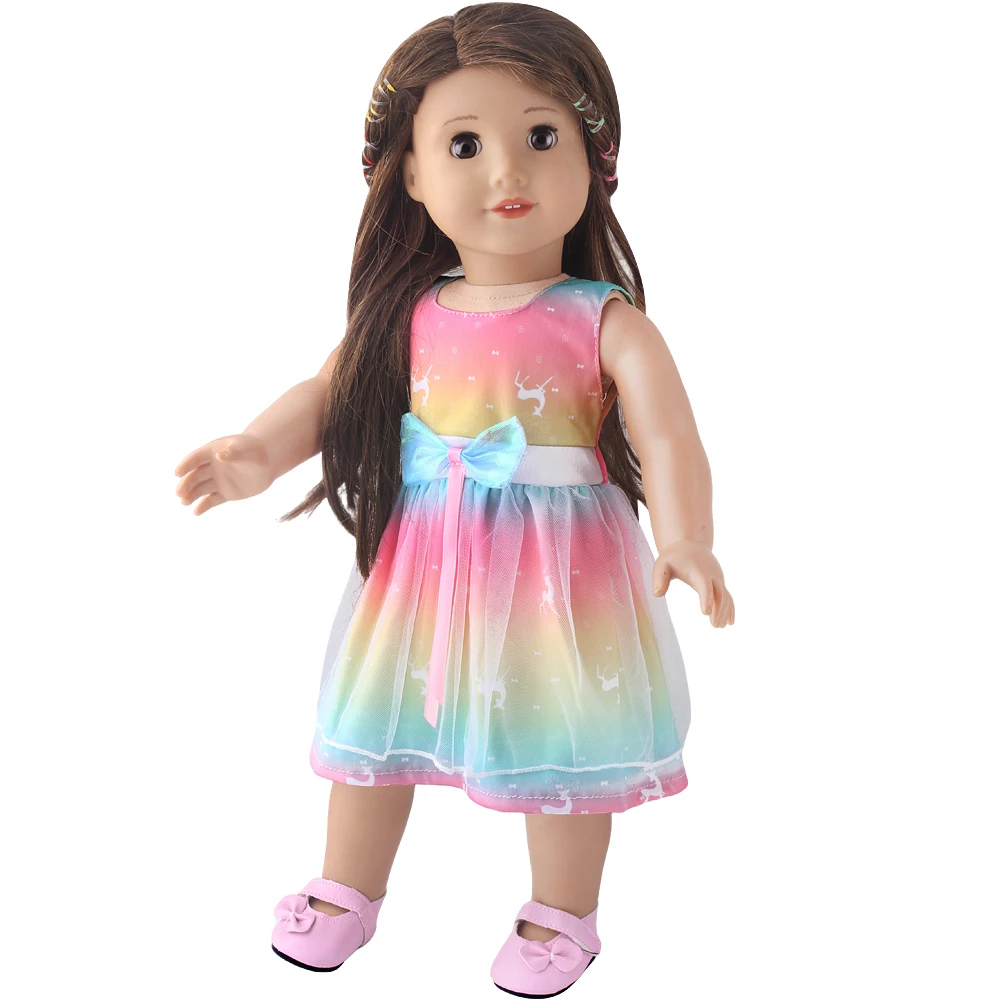 Robes bleues pour filles de 18 pouces, pour bébé de 43cm, robe de poupée Kawaii pour nouveau-né, vêtements jupe longue pour poupée américaine Og de 18 pouces