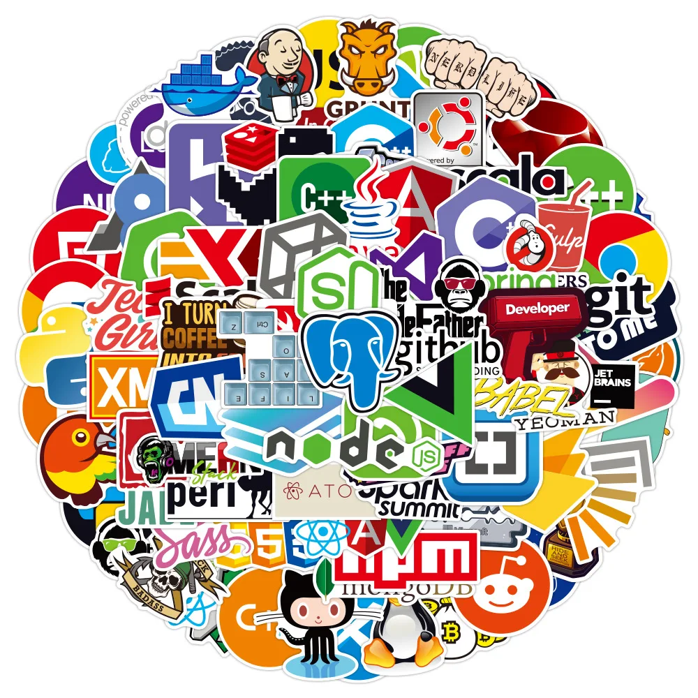 108PCS Funny Geek Java Programming Stickers Classic Toy Skateboard Motorcycle Laptop Luggage Joke Waterproof Sticker