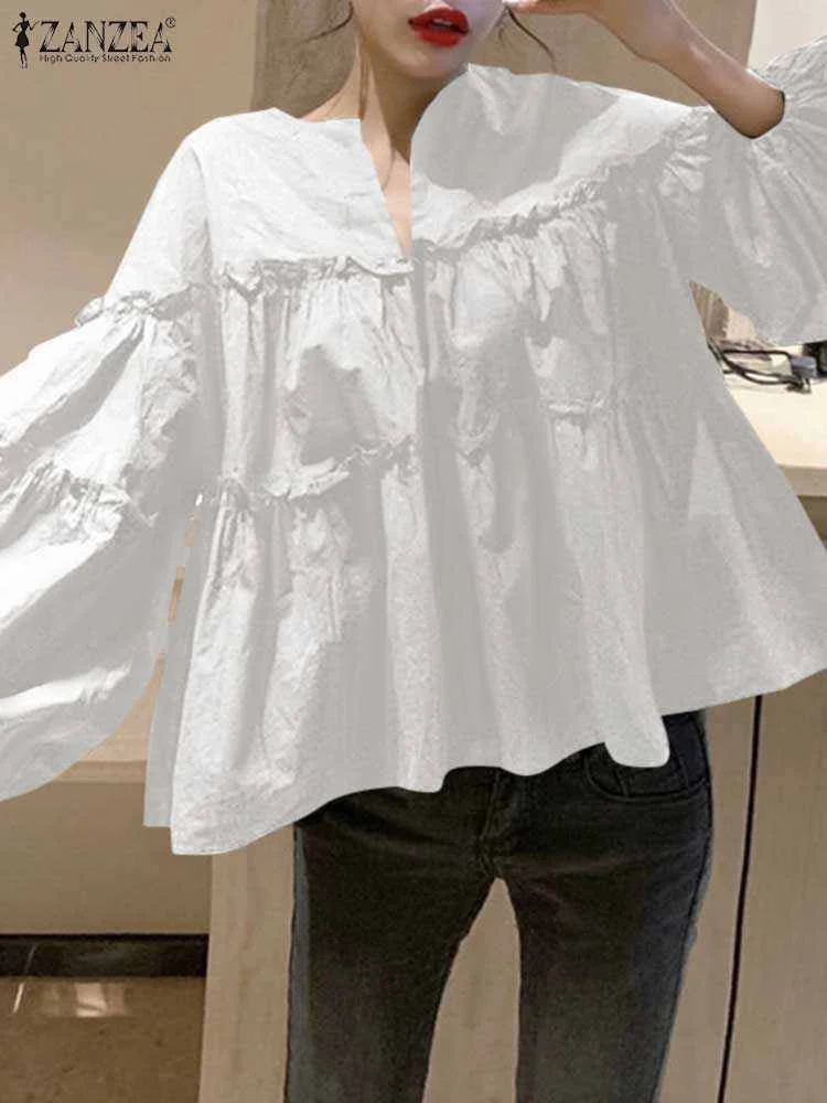 ZANZEA Women Long Puff Sleeve Blouse 3