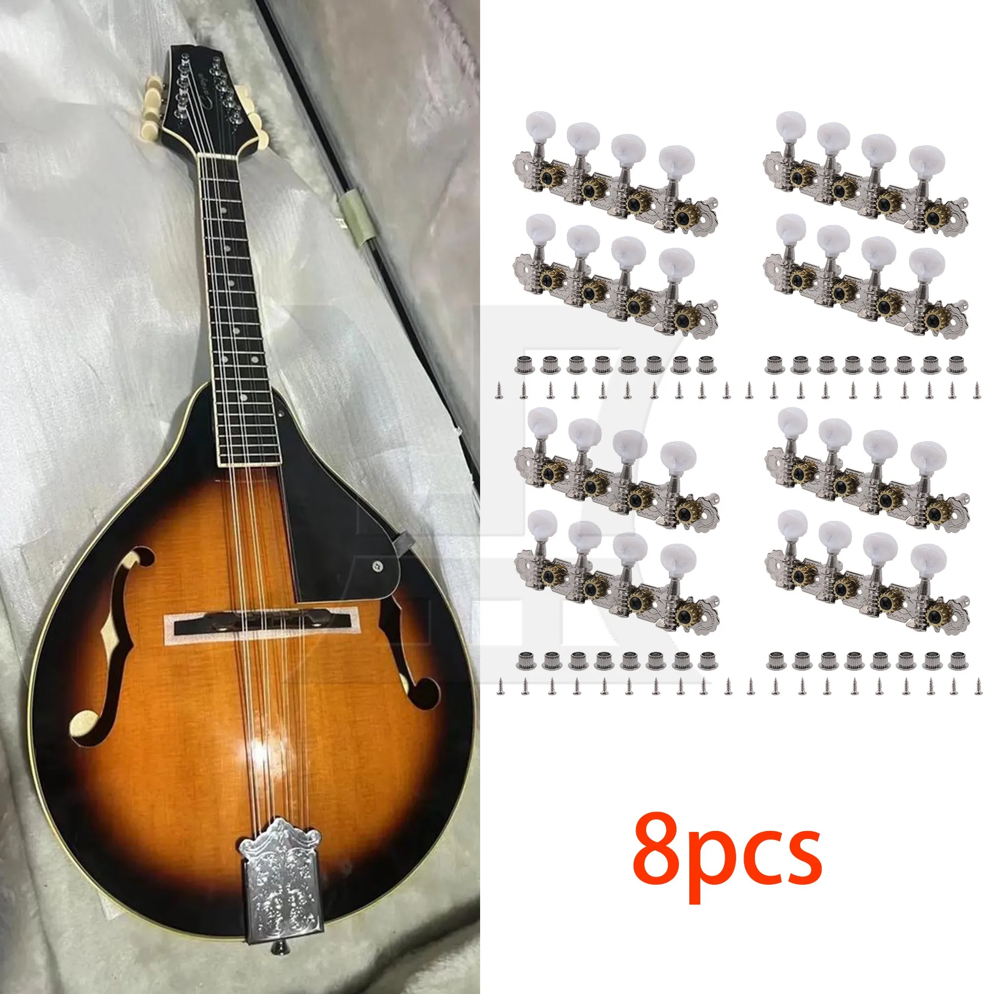

Yibuy 8pcs Mandolin String, 4 Left 4 Right, Silver, Suitable For Mandolin Lovers