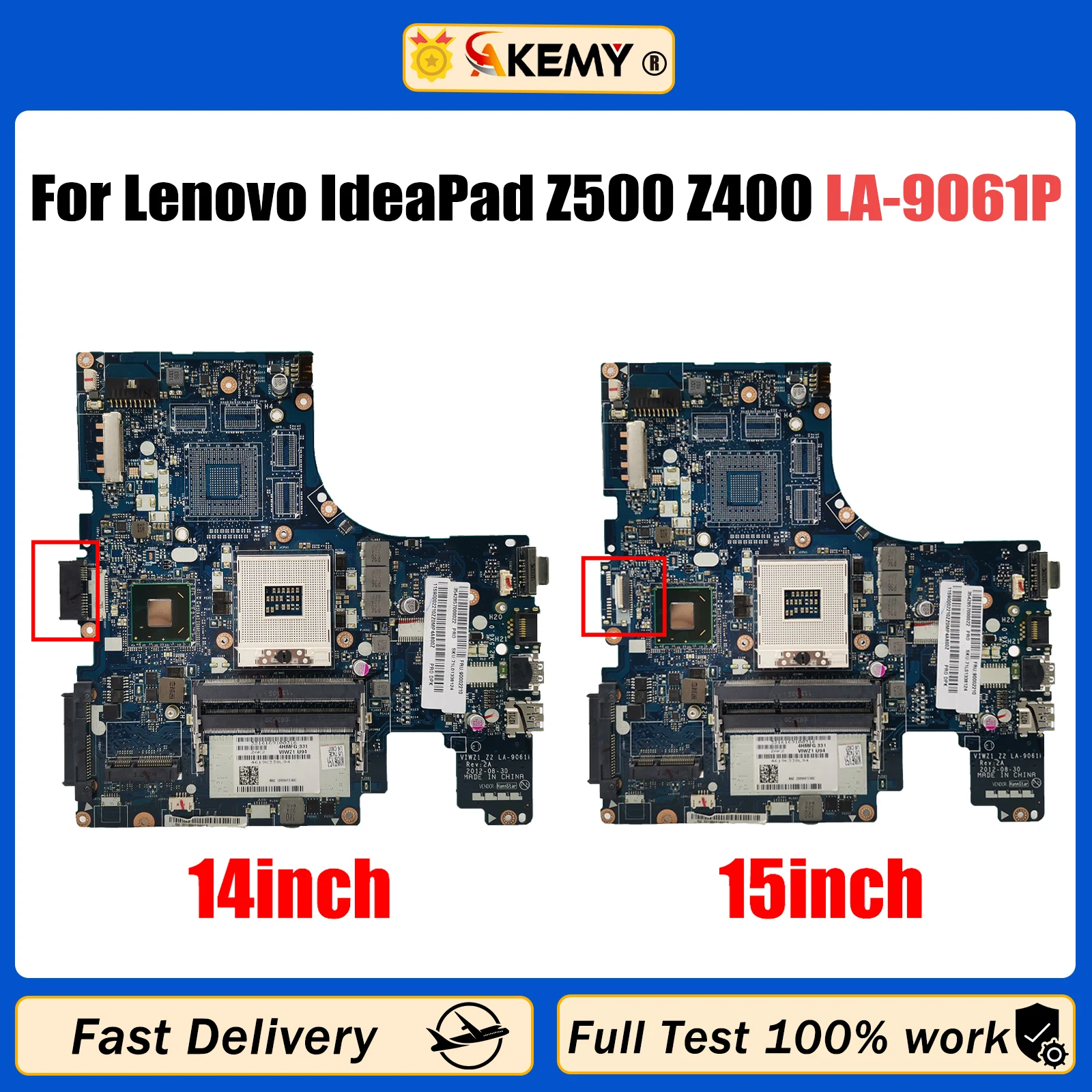 

AKEMY VIWZ1_Z2 LA-9061P Mainboard For Lenovo IdeaPad Z500 Z400 Laptop Motherboard HM76 FRU 90002108 DDR3 100% test work