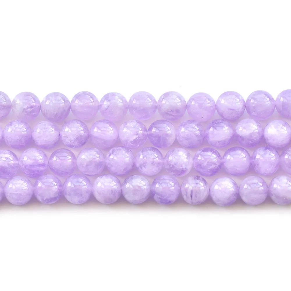 

Natural Stone 6 8 10mm Lavender Amethyst Round Loose Beads for Jewelry Making DIY Necklace Bracelet Quartz Crimp End Bead