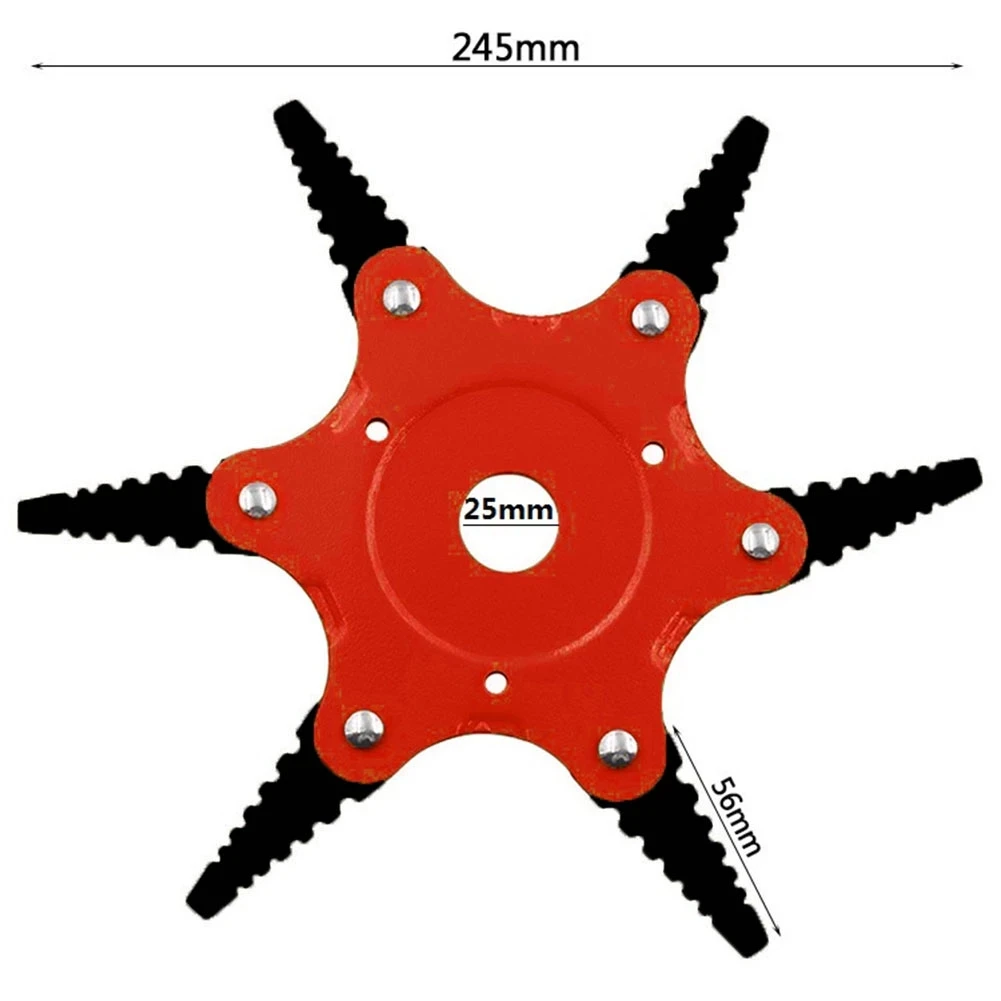 Lâmina de corte de aço manganês 65mm, 6 dentes, grama, durável, cabeça de aparador, capinação de gramado, ferramentas de jardim, acessórios, dropshipping