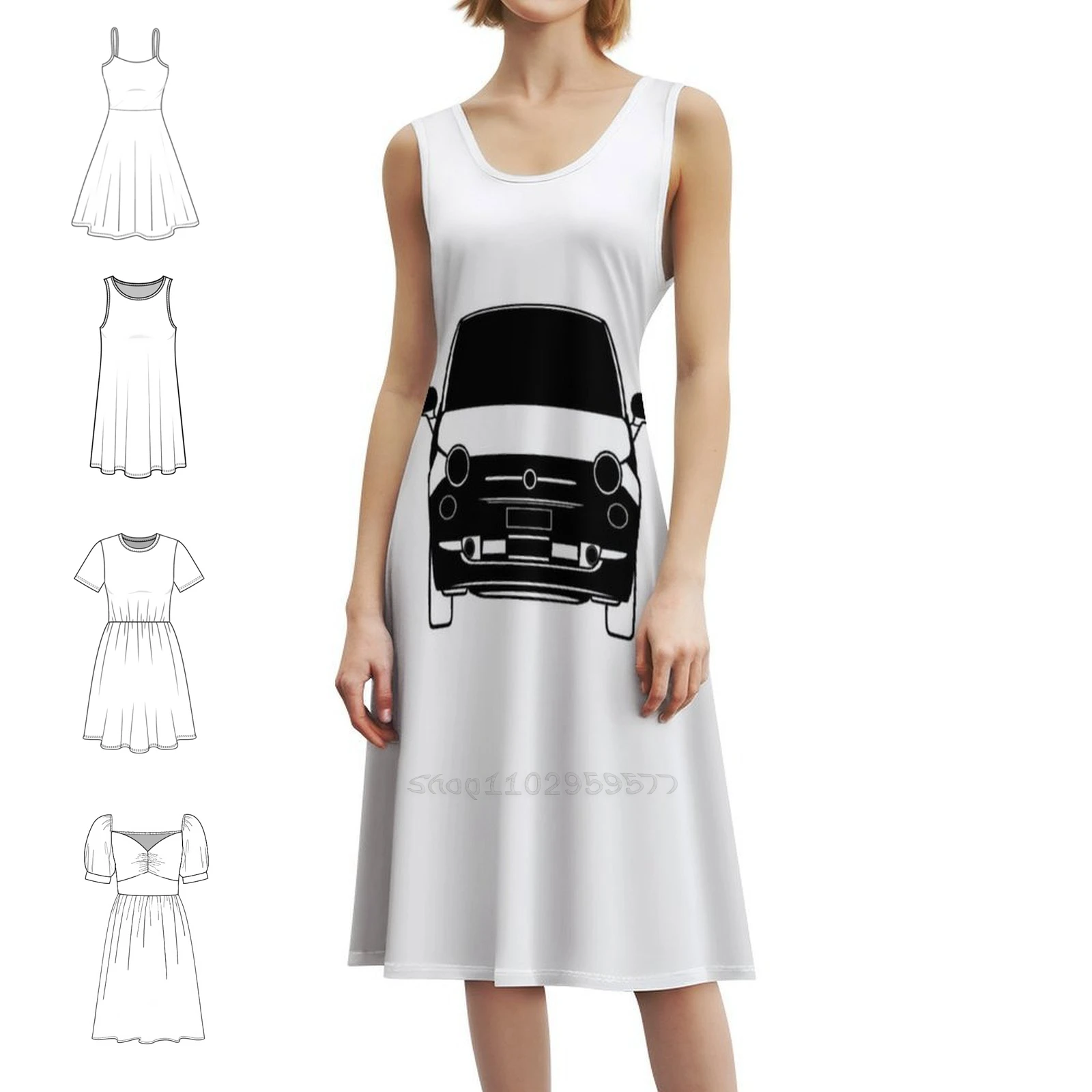 

500 Abarth Bohemian Sleeveless Dress For Women Print Beach Party Dresses 500 Abarth Abarth 500 Andr56 Female Clothing