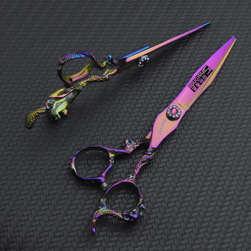 Ciseaux de coiffeur professionnels japonais en acier 440C, 6 ou 7 pouces, outils de coupe amincissants pour cheveux noirs purs