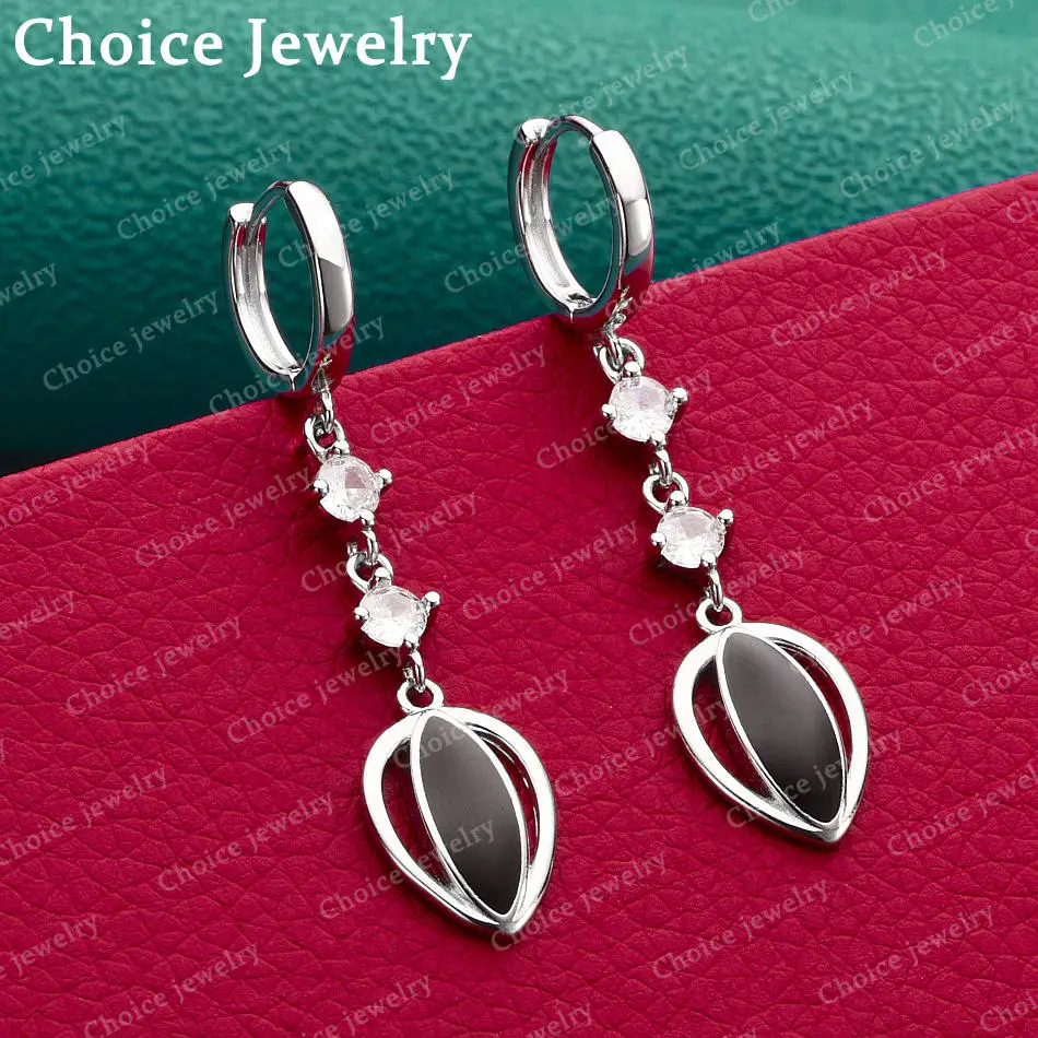 

1 Pair 925 Sterling Silver inlay Zircin Melon Seeds Earrings for Women's Fashion Elegant Jewelry for Everyday Accessories