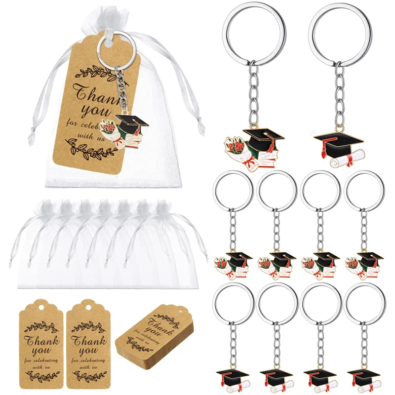 12 Sets Graduation Gifts Class of 2024 Keychain Thank You Tags Bag Graduation Party Favors Student Graduation Inspirational Gift