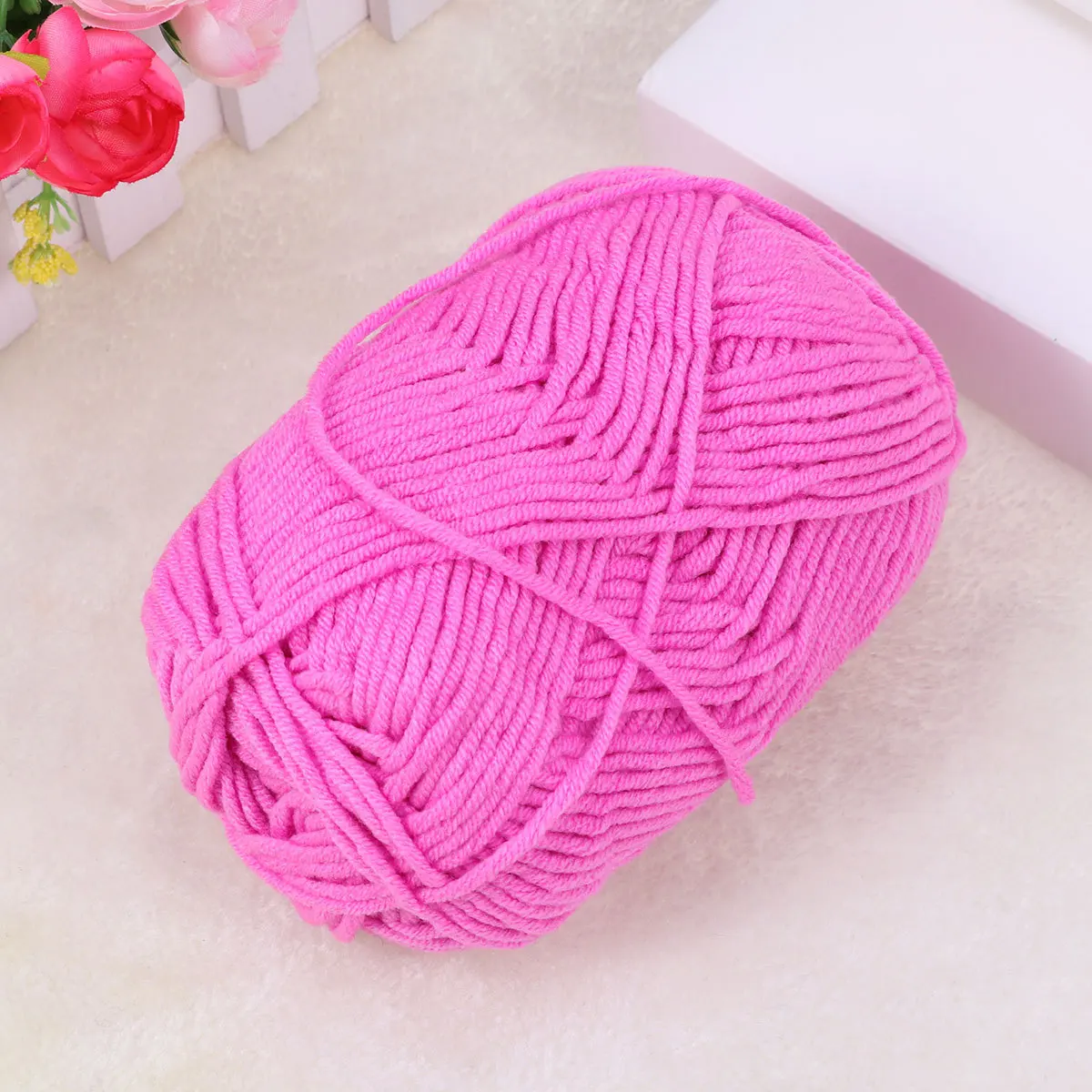 

50G Machine Washable Milk Cotton Yarn Soft Knit Crochet Wool for Sweaters Scarves Hats Shawls DIY Gift Purple Pink