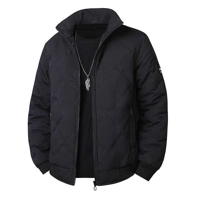 

2025 New Men's Cotton Jacket, Autumn and Winter Stand Collar, Fleece-Lined, Thickened, Warm and Cold-Resistant Cotton Coat