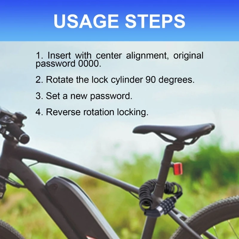 

Bike Lock for Bike Bicycles Lock Cable 4Digits Resettable Combination Cable Lock