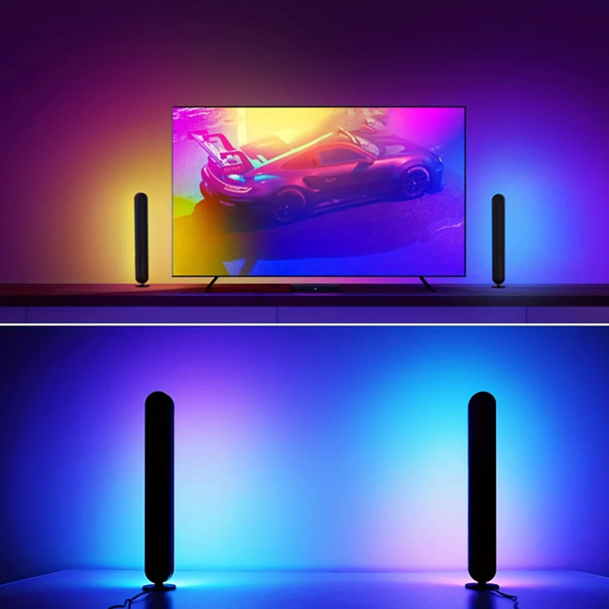 2 Led Strip Lights, Rgb Color Changing, 24-Key Remote Control, Symphony Atmosphere, Music Rhythm, Ambient Lighting, Suitable for Rooms, Games, Tv, Parties, Christmas, USB Powered