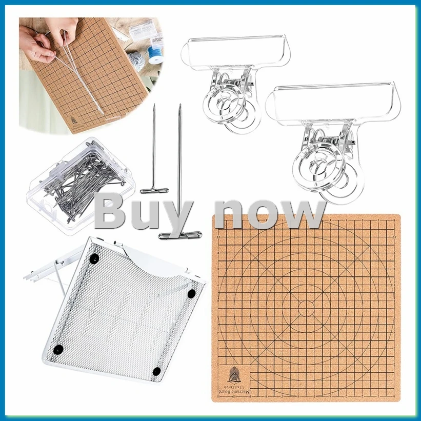 Macrame Board and Metal Adjustable Holder Sided Grids Macrame Project Board Macrame Tools for Braiding Cording Bracelet-ABHG