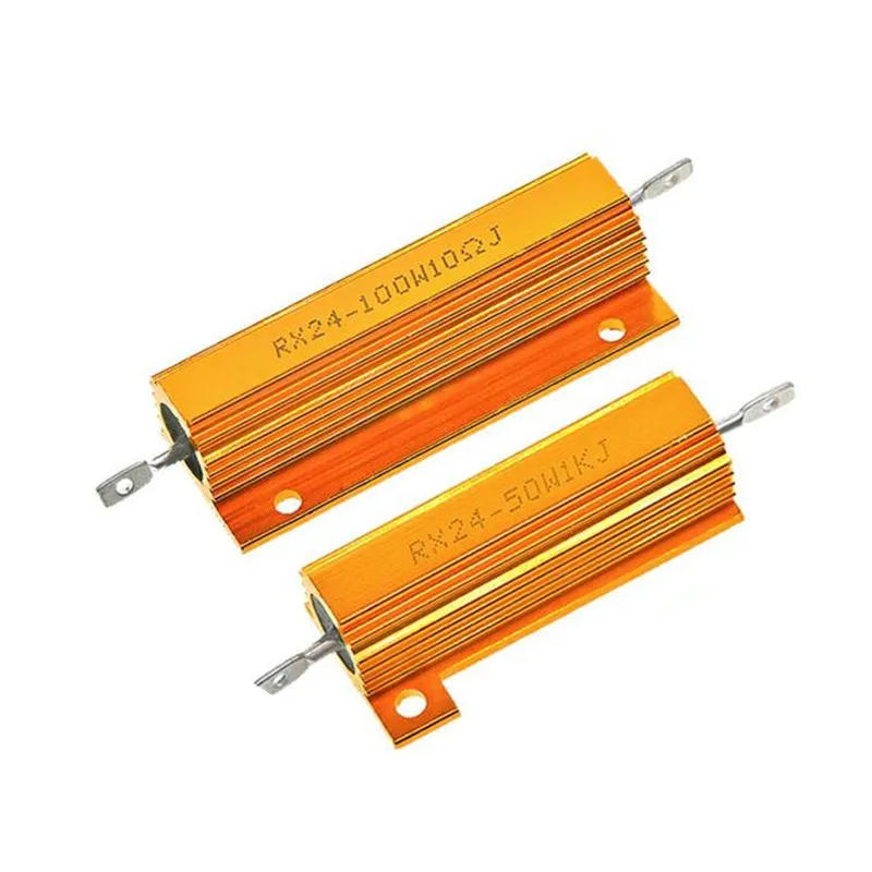 50W 100W Aluminum Power Metal Shell Case Wirewound Resistor 0.01R ~ 100K 1 6 8 10 20 200 500 1K 10K ohm resistance RX24 ibuw