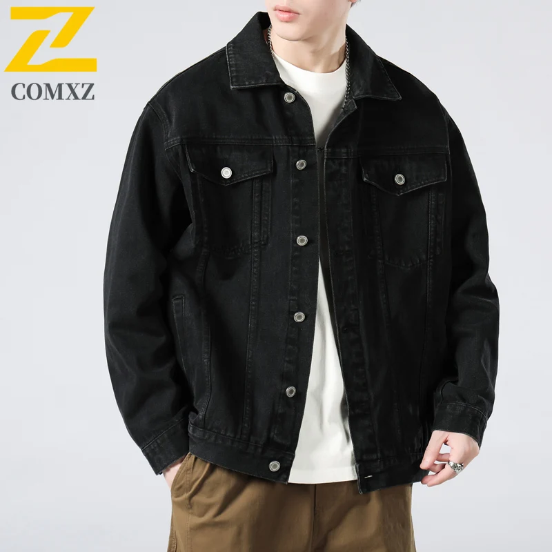 High Quality Brand Denim Jacket Men's Retro Washed Wear-resistant Denim Coat Trend Slimming Work Jacket Motorcycle Autumn 2025