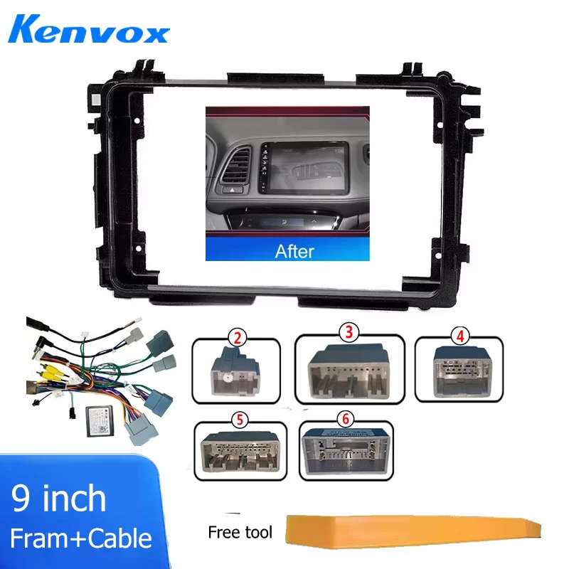 9 Inch Car Radio Frame Fascia Adapter For Honda Vezel XRV HRV HR-V 2013-2018 Android stereo Dash Fitting Panel