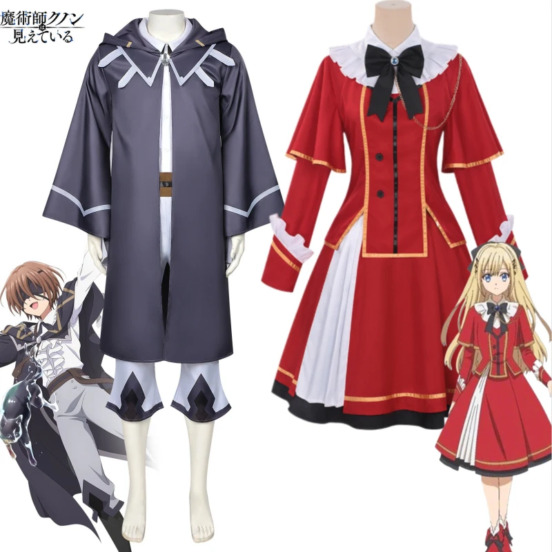 

Костюм Куно Милики из «Кунон, волшебник»: красный комплект школьной формы в стиле Лолита с магическим плащом для косплея на Хэллоуин и маскарадный бал