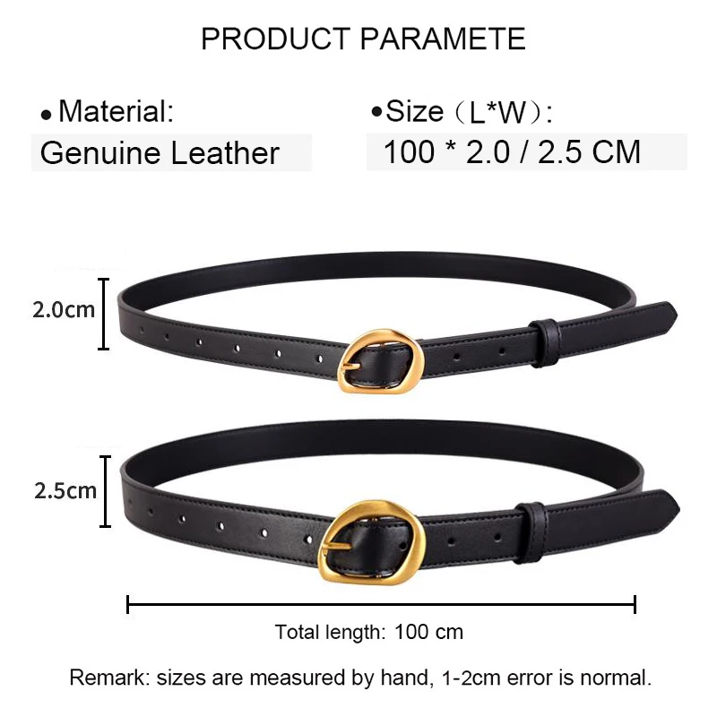 No.icare-Ceinture en cuir de vachette véritable pour femme, ceinture à épingles en cuir de vachette véritable pour fille, ceinture en métal pour femme, à la mode et de luxe, nouveau, 2023