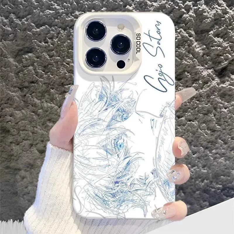 

uxury Manga Sketch Gojo Satoru Soft protection Phone Case for iPhone 11 12 13 14 15 16 17 Pro Max plus Hard shockproof Cover﻿﻿