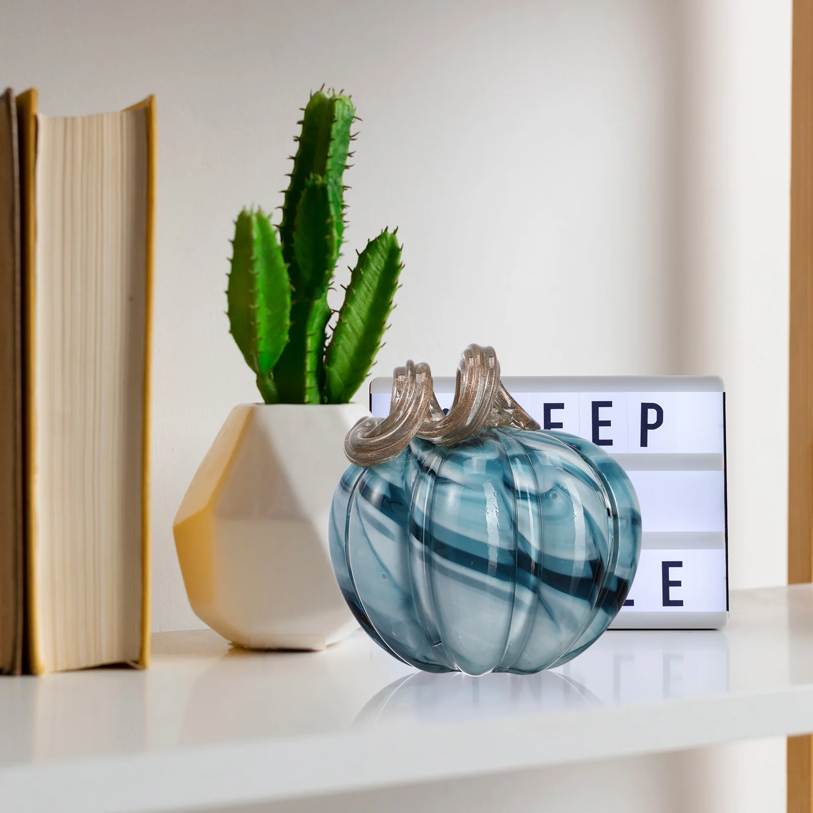 

Simulation Glass Pumpkin Craft Natural Design Desktop Ornament Refreshing Indoor Space Glass Pumpkins Room Decor