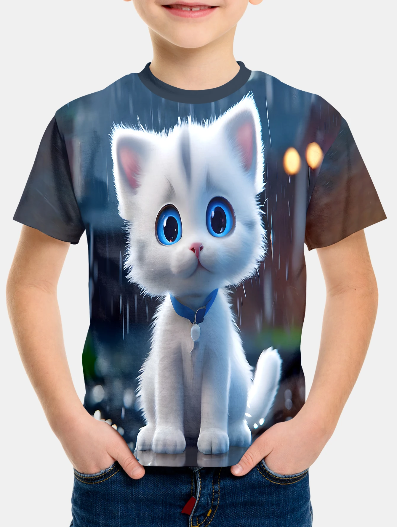 

Cat Boys Wear Children Top Shirts Boy's Shirt 2024 Kids Clothes T-shirts for Boys Children's T-shirt Tops Short Sleeve Clothing