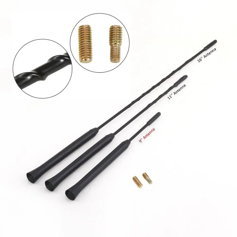 1pc 9inch/11inch/16inch Length Car Antenna Rubber Replacement AM-FM Signals Model Secure Screws Universal Fit Most Cars