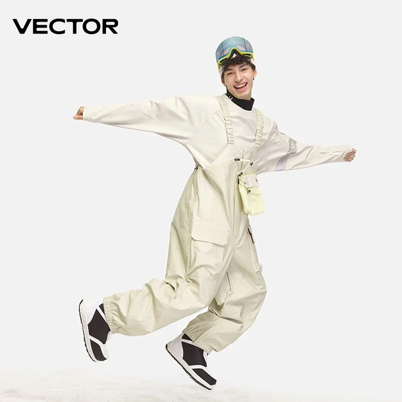 VECTOR Thick Men Women Ski Pants Straight Overalls Jumpsuit Skiing Bib Waterproof Winter Warm Windproof Outdoor Sports Snowboard