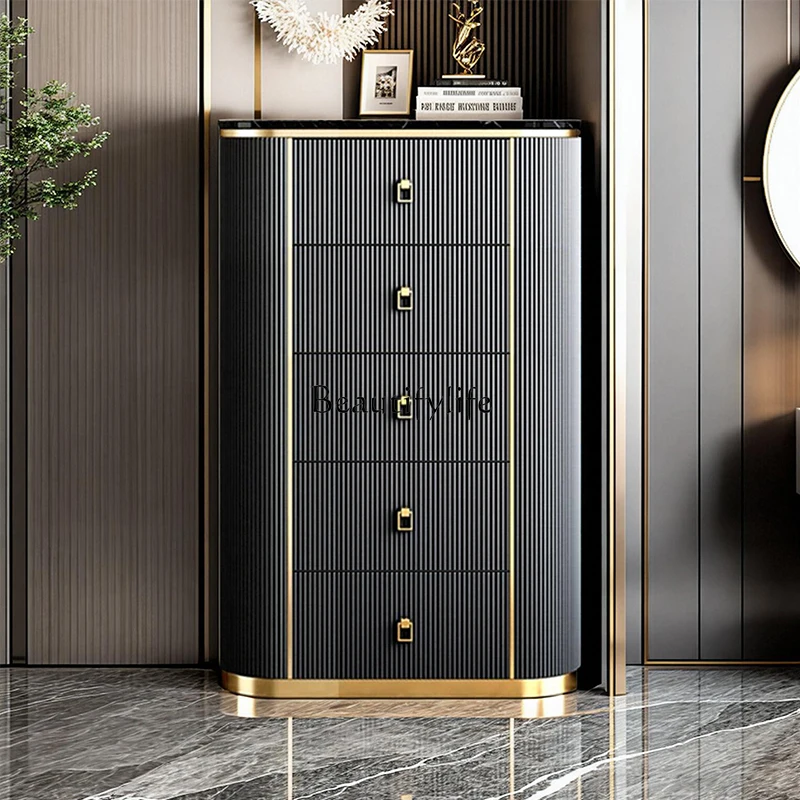 

02Modern minimalist rock slab bedroom storage cabinet three or four buckets drawer locker